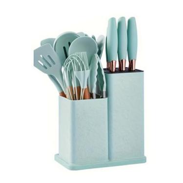 Imagem de Kit Profissional 19 Peças Silicone – Utensílios Antiaderentes Para Cozinhar Sem Arranhar (Verde)