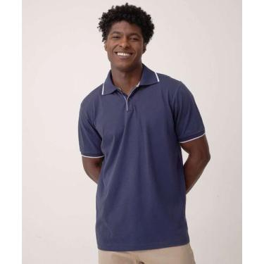 Imagem de Polo Masculina Botões Manga Curta MR Azul-86004, Azul, GG