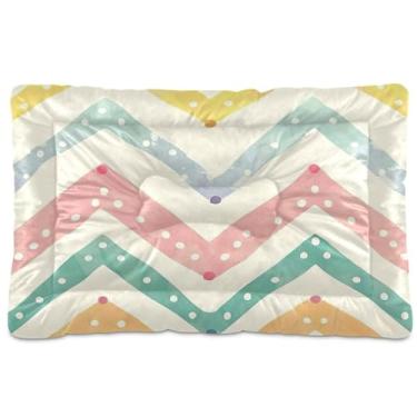 Imagem de Wassud Cama de cachorro em ziguezague arco-íris para cães pequenos, tapete lavável para animais de estimação, cama de gato para dormir, viagens, 45 x 61 cm