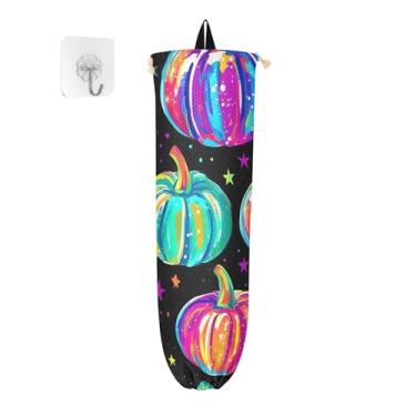 Imagem de xigua Suporte de parede para saco plástico de abóboras coloridas com cordão, pacote com 2, organizador de sacolas de compras reutilizáveis, decoração para bolsas, meias, roupas íntimas e gravatas
