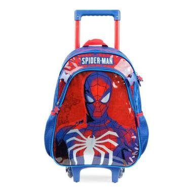Imagem de Mochila de Rodinhas Infantil Masculina Homem Aranha Azul - Bagaggio, U