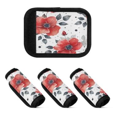 Imagem de Qilmy Beautiful Flowers Bagagem Handle Wrap Pacote com 4 Identificadores de Bagagem Identificadores de Bagagem Capa para Carrinho de Bebê Mala Mala Avião Acessórios de Viagem 1143