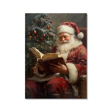 Imagem de Vintage Natal Papai Noel árvore de Natal boneco de neve impressões pintura em tela cenário de inverno imagens de arte de parede para sala de estar decoração de casa (SKU5,50.8x71.1 cm = (50x70 cm