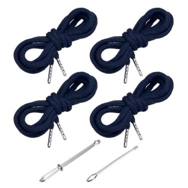 Imagem de PATIKIL Cordões de cordão de 138 cm, 4 peças de cordas de substituição com 2 peças de passadores fáceis para shorts, calças, casacos, moletom, moletom com capuz, azul marinho