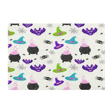 Imagem de Burbuja Bats Witch Hats Tapete de banho, tapete de banheiro absorvente extra macio com suporte antiderrapante para banheiro, banheira, chuveiro, 40 x 61 cm