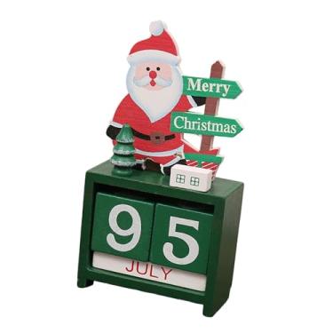 Imagem de Esquirla Calendário de mesa de madeira com contagem regressiva para o Natal, com blocos numéricos, ideal para decoração de mesa em festas e, Style G