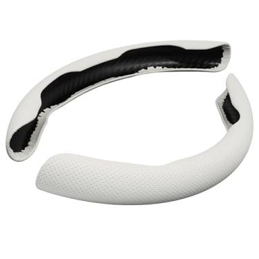 Imagem de Hordion 2 peças de capa de volante de carro, protetor de volante segmentado, antiderrapante e respirável, acessórios interiores de carro para a maioria dos veículos SUV caminhões, branco