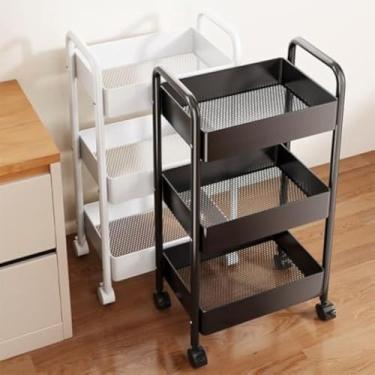 Imagem de Prateleira de Metal Multiuso 3 Andares Com Rodinhas - Preto