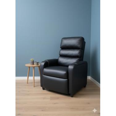 Imagem de Poltrona Do Papai Retrátil Modelo Madri Estofada Em Couro e Braços Acolchoados