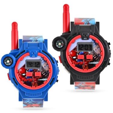 Imagem de Accutime Spiderman Kids Rechargeable Walkie Talkie Watch Set - 2 Way Radio Watches, LED Flashlight, Compass, Toy Watches for Boys, meninas, fãs de Spiderman
