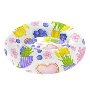 Imagem de SEHANY Cama fofa para cachorro de rosquinha de mirtilo, removível e lavável, pequena cama redonda para gatos, fofa, super macia, confortável para animais de estimação com fundo antiderrapante para