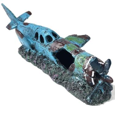 Imagem de GOLOMOZ Fighter Vintage Airplane Ruins – Esconderijo para Betta, Camarão, Peixe Dourado e Répteis, Paisagem Submarina, Refúgios, Cavernas, Esconderijos de Aquário, Acessórios de Aquário, Decoração de
