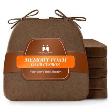 Imagem de Mosluna Almofadas de cadeira para cadeiras de jantar, almofadas de cadeira em forma de D com capa lavável, conjunto de 6 almofadas de assento de 5 cm de espessura com fundo antiderrapante, 40 x 43 cm