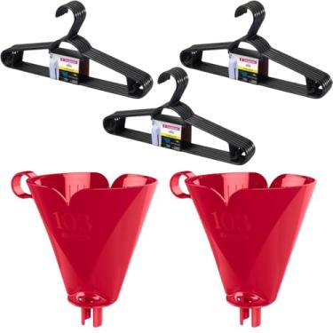 Imagem de Kit com 2 Suporte de Filtro de Café Vermelho 103 + 3 Cabide Plástico Adulto Roupas Médias