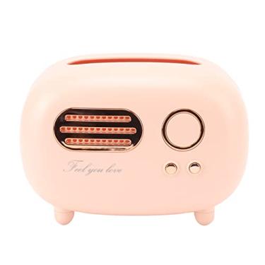 Imagem de Estink Capa de Caixa de Lenços Rádio Retrô, Decoração de Mesa Vintage Em Plástico Com Superfície Lisa para Banheiro Quarto Cozinha Escritório Cômoda Mesa (PINK)