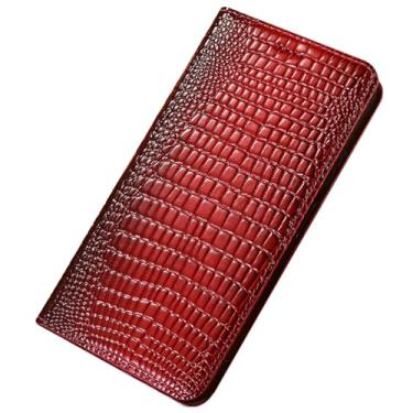 Imagem de LTLMYDAM Capa de couro genuíno para Xiaomi 17 Pro Max/17 Pro/17, capa de telefone flip tipo carteira lisa feita à mão, capa estilo negócios, vermelha, 17 Pro