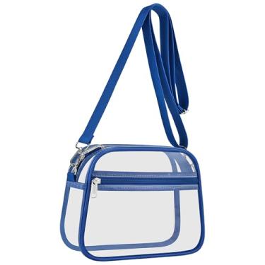 Imagem de USPECLARE Bolsa transparente para eventos em estádios, bolsas transparentes para fãs de esportes, bolsa transversal transparente para shows e festivais, Azul, Small
