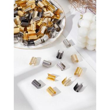 Imagem de 160 peças, 4 cores, extremidades de crimpagem dobráveis, douradas, prateadas, pretas, dobráveis, para fazer pulseiras, brincos, colares e outras joias, 1,5 x 1,2 cm