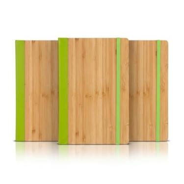 Imagem de Caderno de Anotações com Capa em Fibra de Bambu, Elástico Colorido, 80 Folhas Pautadas, 20,6x13x1,6cm, Sustentável, Disponível (3, Verde)