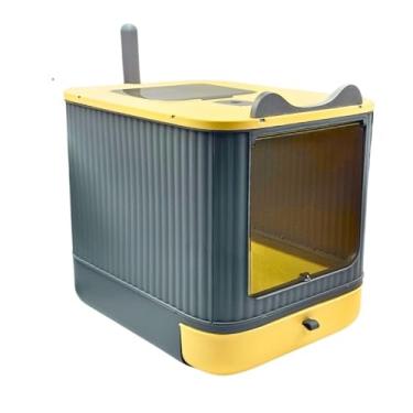 Imagem de Caixa de Areia Fechada para Gatos Luxo com Filtro Anti Odor, Gaveta Deslizante e Pá – Banheiro Higiênico Dobrável(Sanitário Luxo 820 - Amarelo)