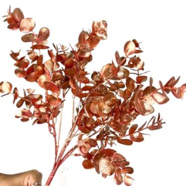 Imagem de Flor Artificial Árvore Natal Decoração Vaso Presente Dourado Planta Folhagem(1,Rose)