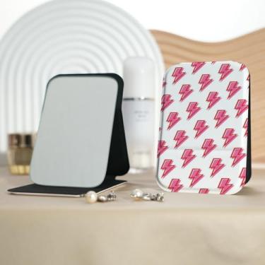 Imagem de Espelho de maquiagem portátil Millennium Style Lightning, mini espelho de maquiagem portátil dobrável, espelho de contorno quadrado portátil com flip vertical, adequado para todos em várias ocasiões