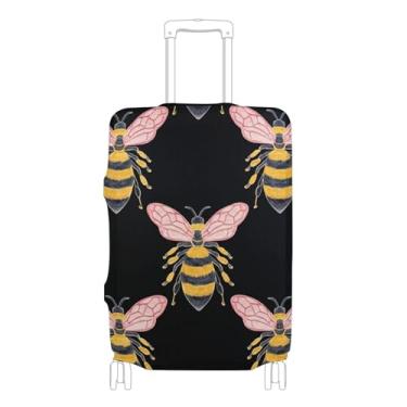 Imagem de Joisal Capas de mala coloridas, protetor de bagagem, bonito, papel de parede, abelhas, preto, essenciais de viagem para mulheres, P, serve para capa de 45 a 50 cm, Lindo papel de parede, abelhas