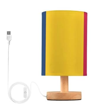 Imagem de Joisal Luminária de mesa pequena com bandeira do Chade, abajur de linho, lâmpada noturna pequena, lâmpadas para quartos