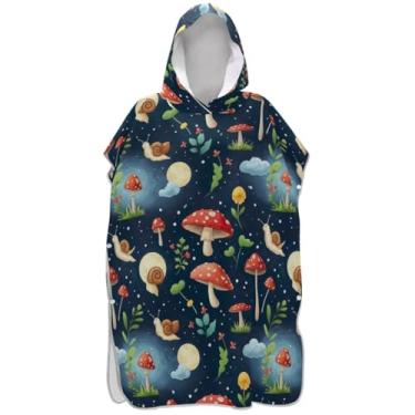 Imagem de Joisal Poncho de surfe de cogumelos caracóis para adultos trocador plus size ponchos femininos com capuz toalha floral