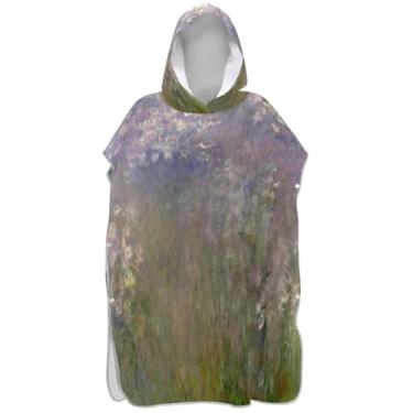 Imagem de Joisal Water Lilies Artista Print Surf Poncho Trocador Roupão para Adul Toalha de Praia com Capuz Impressão Plus Size Masculino Poncho com Capuz