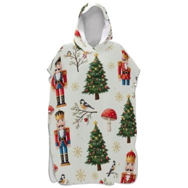 Imagem de Joisal Poncho de surfe absorvente para adultos trocador com capuz toalha de natação fofo quebra-nozes de Natal bege poncho masculino com capuz