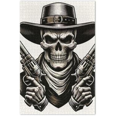 Imagem de Quebra-cabeça engraçado de caveira pirata de 1000 peças para adultos, arte, brinquedo, pintura, quebra-cabeças difíceis, divertido, bobo, 75 x 40 cm