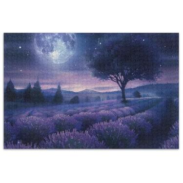 Imagem de Quebra-cabeça lavanda paisagem estrelada 1000 peças para adultos quebra-cabeça presentes paisagem quebra-cabeça família brinquedo arte