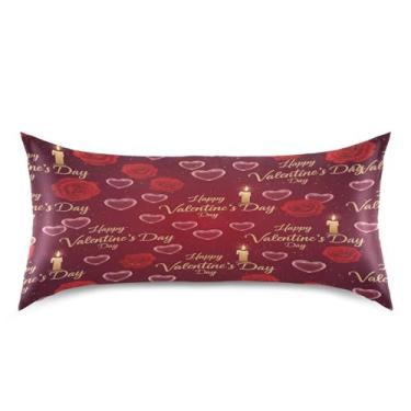 Imagem de Blueangle Fronha de cetim refrescante para cabelo e pele, fronha rosa dos namorados, tamanho king 50,8 x 101,6 cm com fecho de envelope (896)