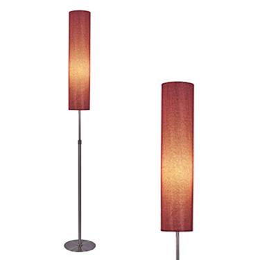 Imagem de Luminária de chão para sala de estar, luminária de chão moderna com acabamento vermelho e cúpula de linho para quarto, ideal para casamentos (Huangshi Lighting).