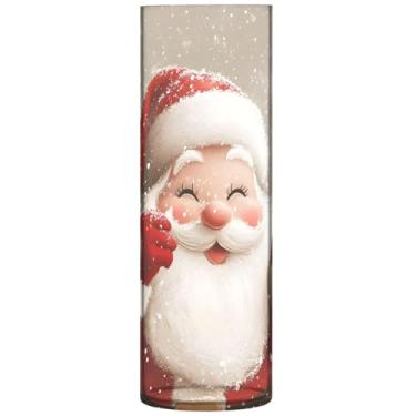 Imagem de Vasos cilíndricos de flocos de neve de Natal Papai Noel para centros de mesa grande vaso de plástico fofo personalizado decoração de banheiro estética, 30 cm x 9,9 cm