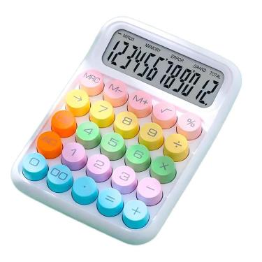Imagem de Calculadora De Mesa Simples Kawaii Candy 12 Dígitos - Branco