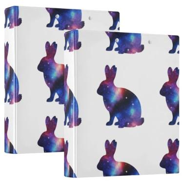 Imagem de Silhuetas personalizadas de coelhos, branco, 3 fichários de 3,8 cm, 200 folhas, pastas, portfólio, impressão, anel redondo, 31,5 x 27 x 6 cm, 1 pacote