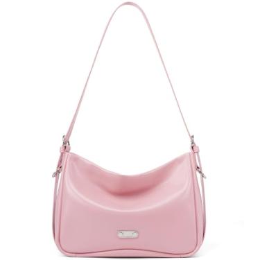 Imagem de LA FESTIN Bolsa de couro transversal feminina bolsa de designer de grande capacidade com alça ajustável, rosa