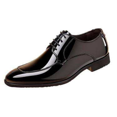 Imagem de Tênis masculino fashion casual verão cor sólida negócios formal sola macia sapatos de couro, Preto, 37