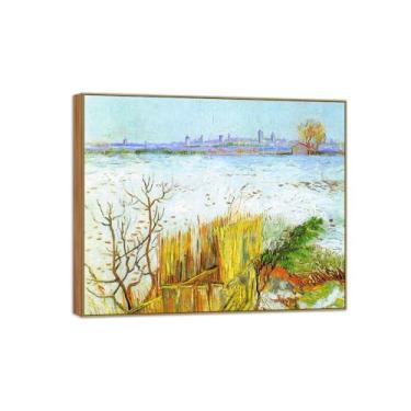Imagem de Vincent van Gogh Famosa pintura em tela de arte de parede pronta para pendurar Neve com Arles. Imagem em moldura de madeira para decoração de sala de estar 40 x 50 cm 16 x 20 pol