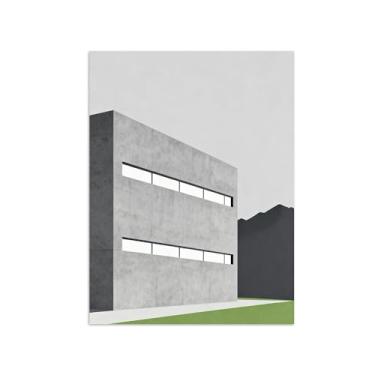 Imagem de Pôster paisagem - Edifícios minimalistas - Impressões em Tela - Imagem Moderna Natureza para Sala de Estar Decoração 60x80cm Sem Moldura