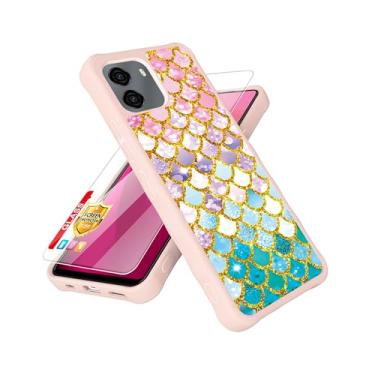 Imagem de Capa compatível com BLU G35 [com protetor de tela de vidro temperado] [efeito luminoso] para capa de celular BLU G35