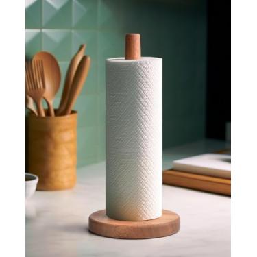Imagem de CHAUNCEY HOME Suporte de papel toalha de madeira - suporte de papel de cozinha, suporte de rolo de toalha de banheiro organizador de rolo de papel de bancada, grande