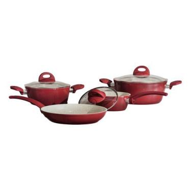 Imagem de Conjunto 4 Panelas Ceramica Antiaderente Stone Red - Jomafe, Chilli