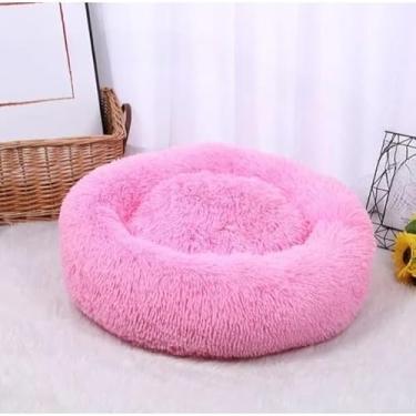 Imagem de Cama Pet Redonda Premium de Pelúcia Antiderrapante para Cães e Gatos – Aconchegante, Lavável e Confortável(ROSA,G)