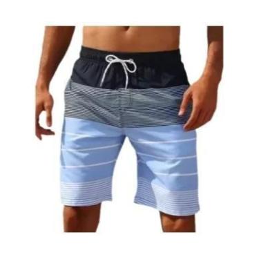 Imagem de Bermudas Masculinas Coloridas Com Estampa Gráfica Em Gradiente, Impres