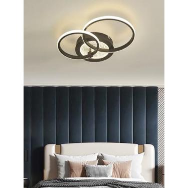 Imagem de Luminária de teto LED preta, dimerizável, circular, com controle remoto e função de memória, ideal para sala de estar, quarto, escritório e cozinha (50 cm).