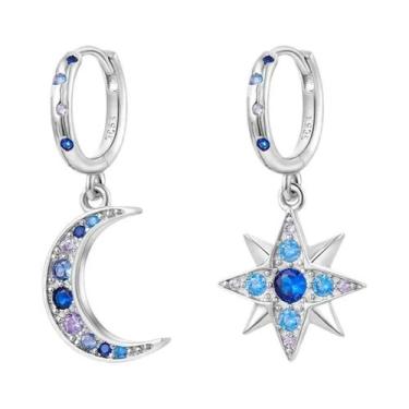 Imagem de Brincos De Argola De Coração Com Pérola Lunar E Cristal Em Prata Ester