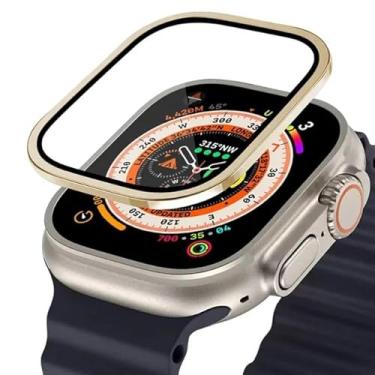 Imagem de TIOYW Capa de liga de alumínio de vidro temperado para Apple Watch Ultra 2 protetor de tela antiarranhões de 49 mm para iWatch Ultra 49 mm, 49mm, Ágata